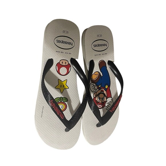 Havaianas Unisex Men’s Mario Bros Sandal White/Black Flip Flop Size 9/10 RARE - Picture 2 of 15
